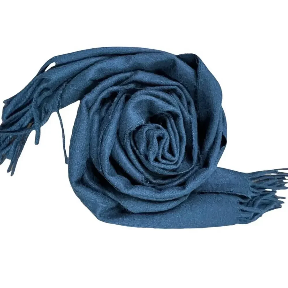 Paul Harris Mid Weight Fuzzy Fringed Muffler Scarf 64X11 Black